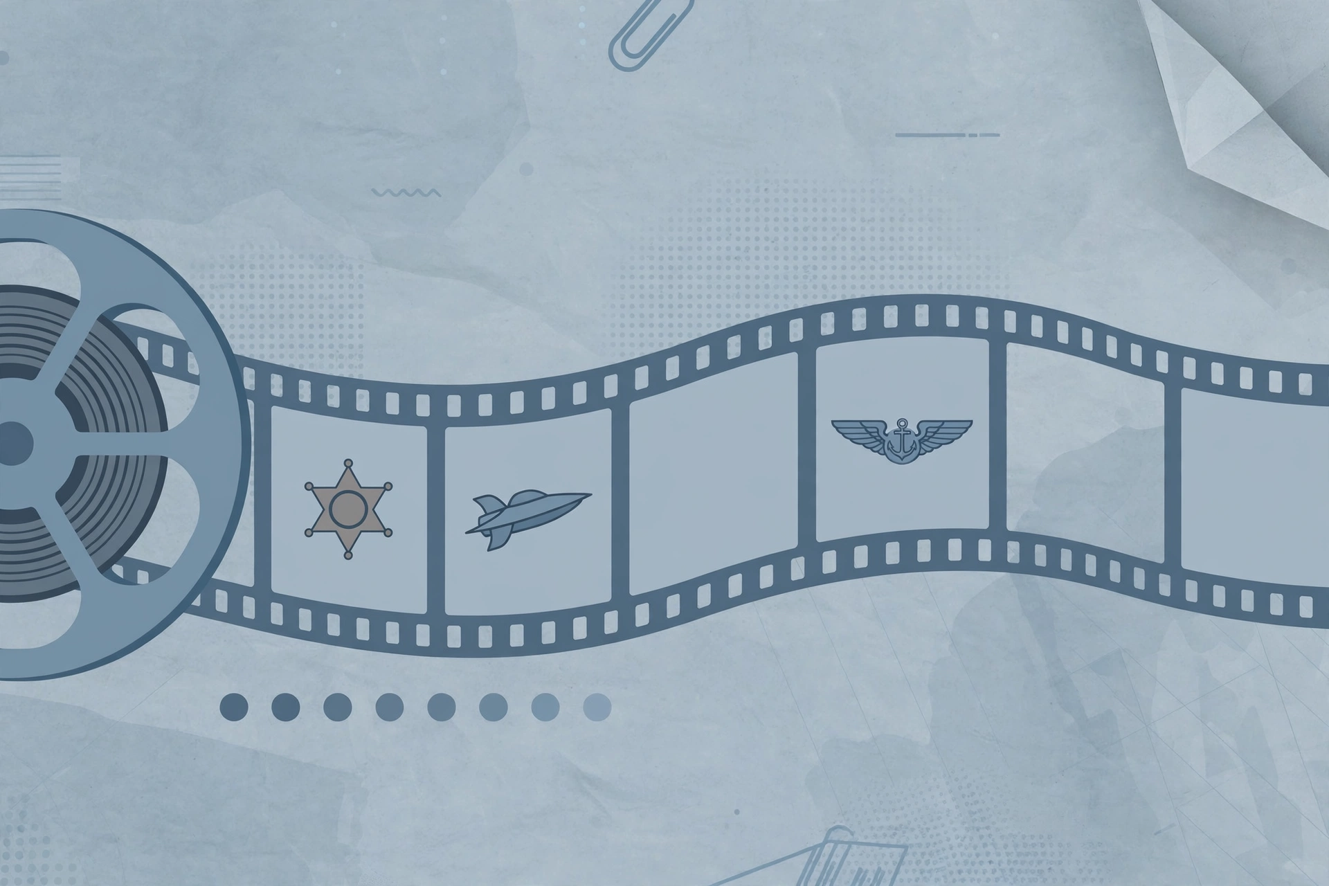 Editorial illustration of a film reel showing an actor's six-decade career