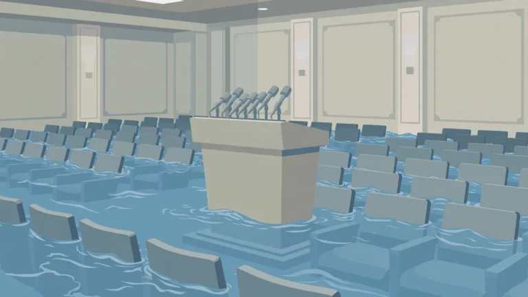 Editorial illustration for the White House press briefing room pool story
