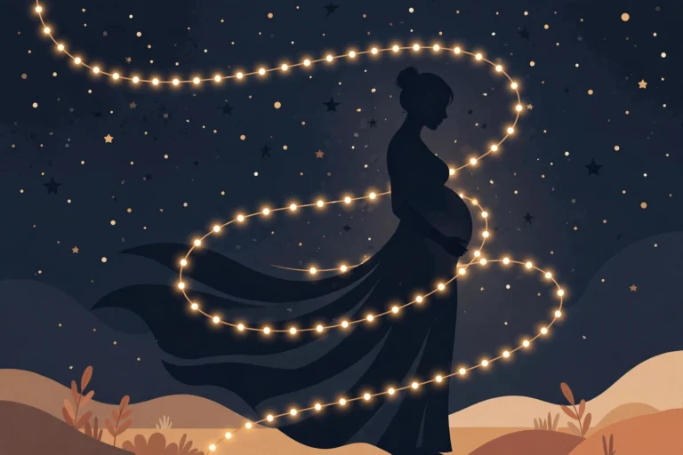 Editorial illustration for the Hilary Swank pregnancy announcement story