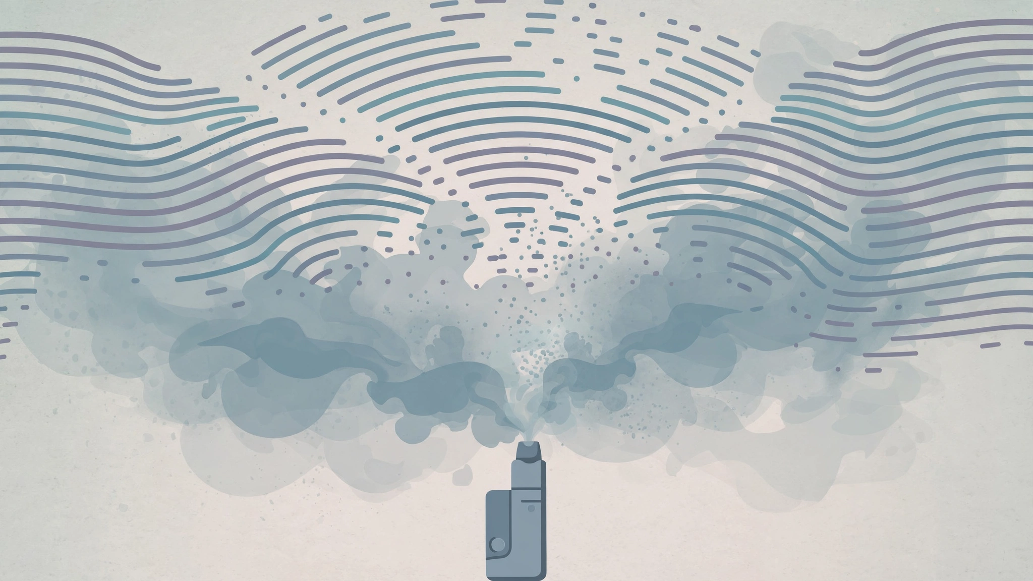 Editorial illustration of sound waves rippling through vapour mist